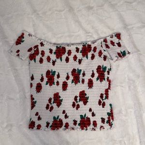 rose off the shoulder top